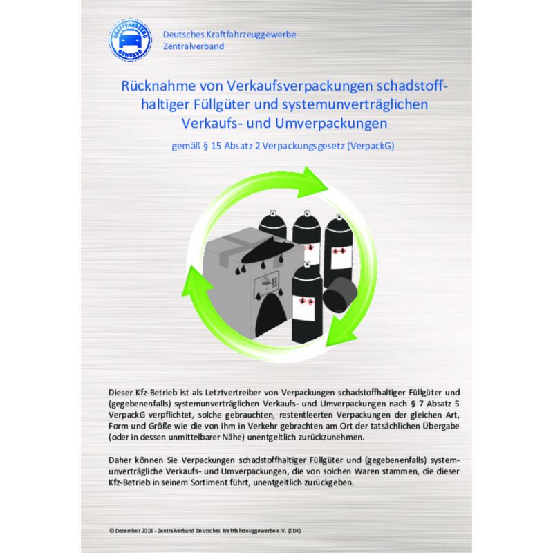 Plakat „Verpackungsgesetz" DIN A4 für Mitglieder 71080016